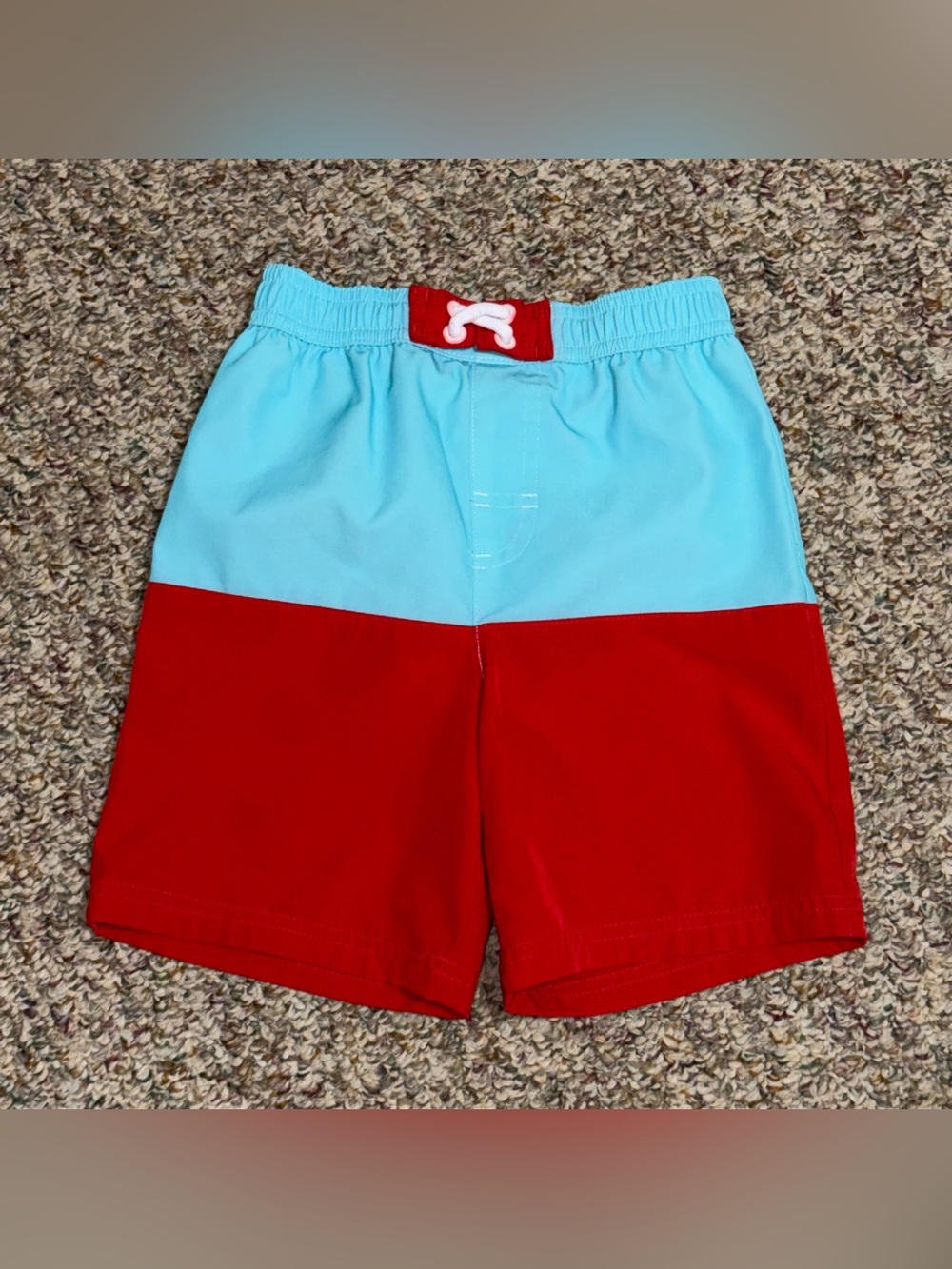 Boys size 4t swim trunks Colorblock Red & Light Blue Kids Swim Shorts